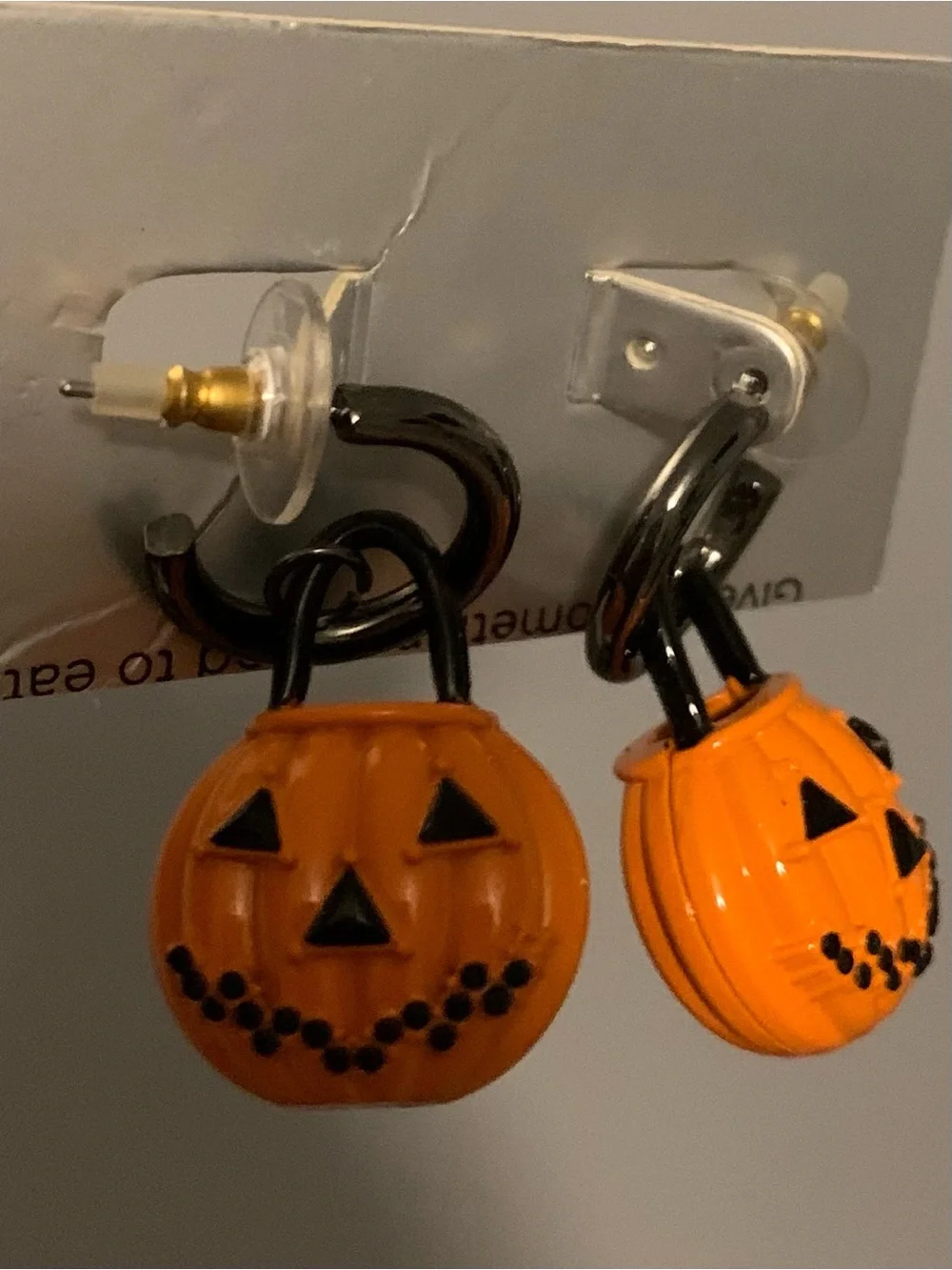 🆕- Orange Pumpkin Jack-O'-Lantern Hoop Earrings for Women